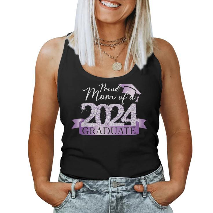 Purple Black Proud Mom Of A 2024 Graduate Decoration Women Tank Top