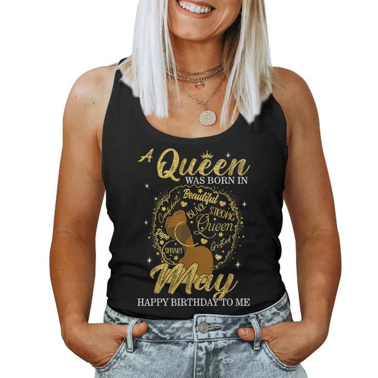 A Queen Was Born In May Birthday Afro Girl Black Women Women Tank Top