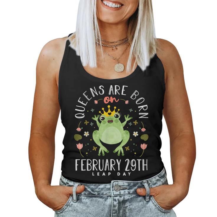 Queens Are Born On February 29Th Leap Year Girls Frog Women Tank Top