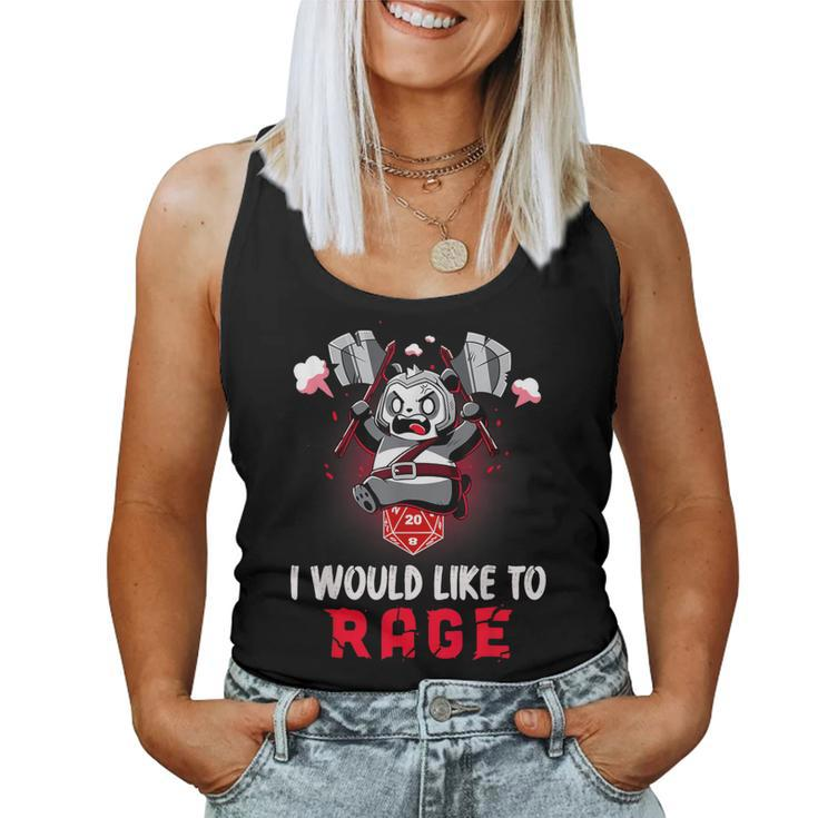 I Would Like To Rage Barbarian Panda Tabletop Gamers Women Tank Top