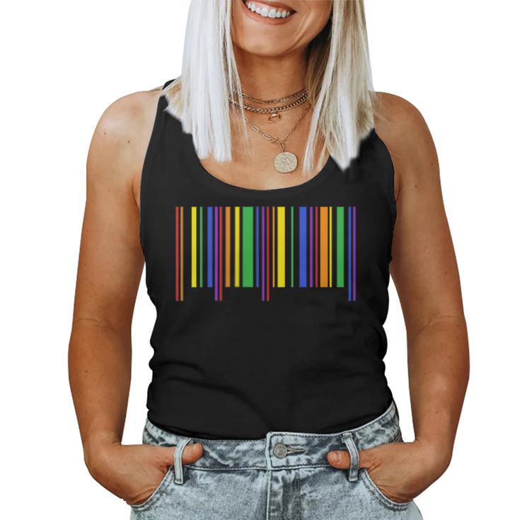 Rainbow Barcode Pride Month Subtle Lgbt Gay Rights Women Tank Top