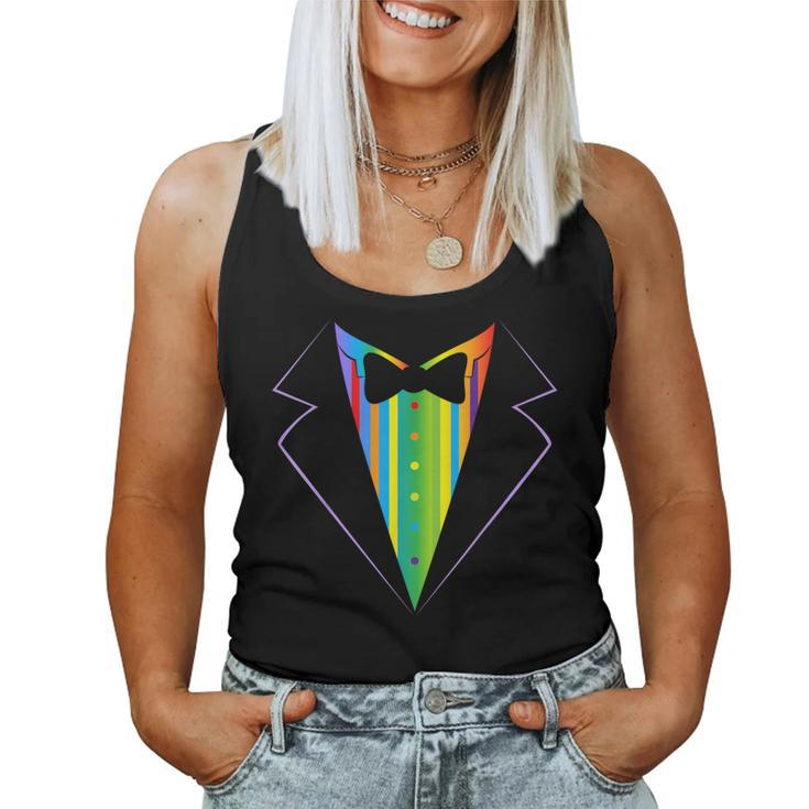Rainbow Tux Cute Lgbtq Gay Pride Month Women Tank Top