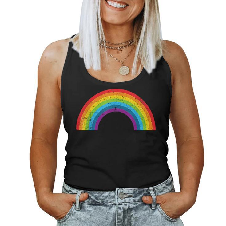 Rainbow Vintage Retro 80'S Style Gay Pride Rainbow Women Tank Top