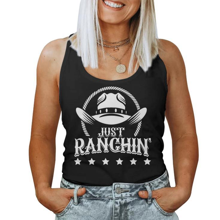 Ranch Cowboy Hat Rodeo Cowgirl Horse Riding Western Saloon Women Tank Top