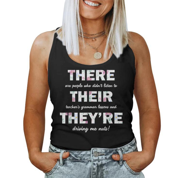 There Their They're English Grammar Teacher Quotes Women Tank Top