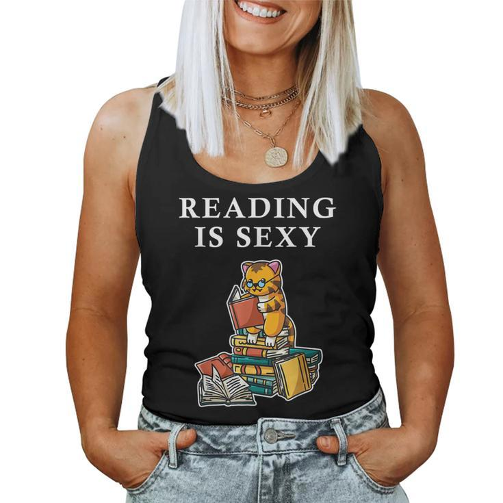 Reading Is Sexy Tiger Cat Reading Reading Women Women Tank Top