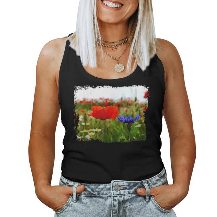 Red Poppy Flower Blooming Summer Field Meadow Fresh Air Women Tank Top