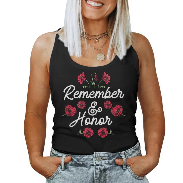 Remember And Honor Usa Memorial Day Red Poppy Flower Women Tank Top