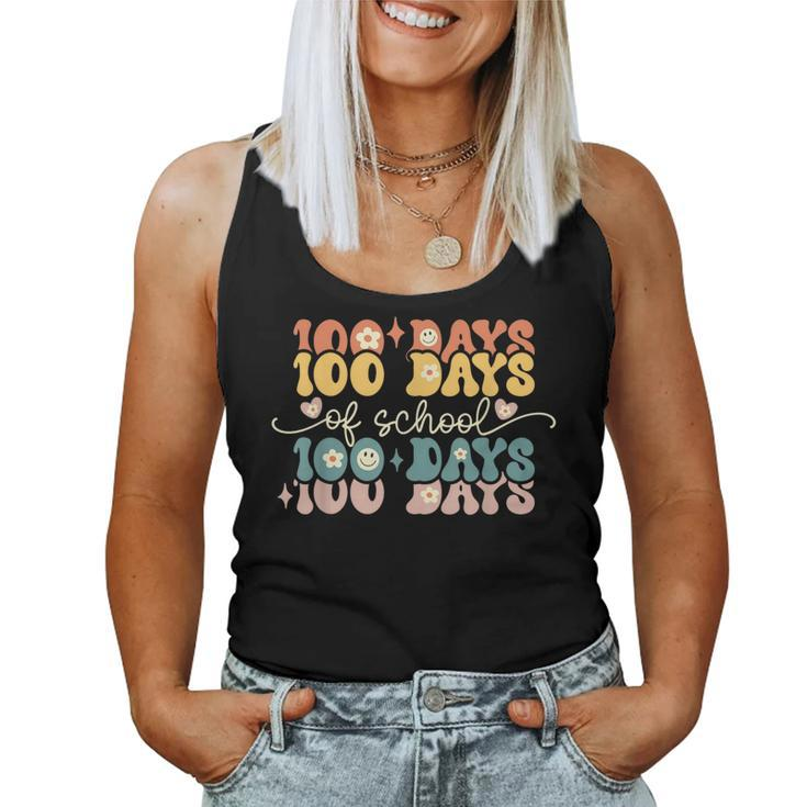 Retro 100 Days Of School Groovy Teacher 100Th Day Of School Women Tank Top