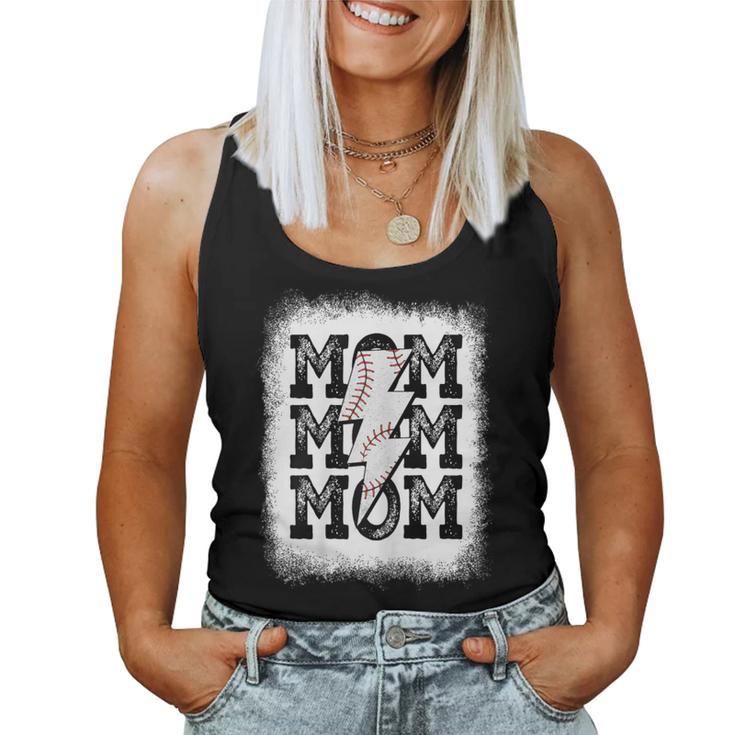 Retro Baseball Mama Distressed Lightning Bolt Mom Life Women Tank Top