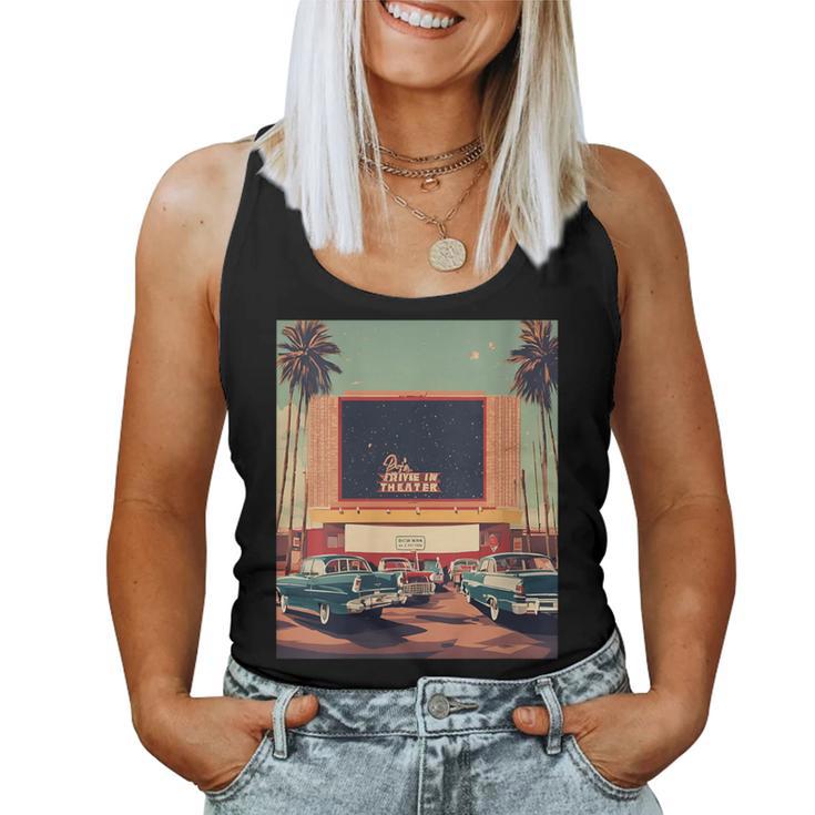 Retro Drive-In Theater Vintage Movies Graphic Women Tank Top