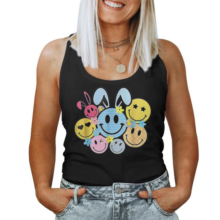 Retro Easter Bunny Smile Face Groovy Happy Easter Day Womens Women Tank Top