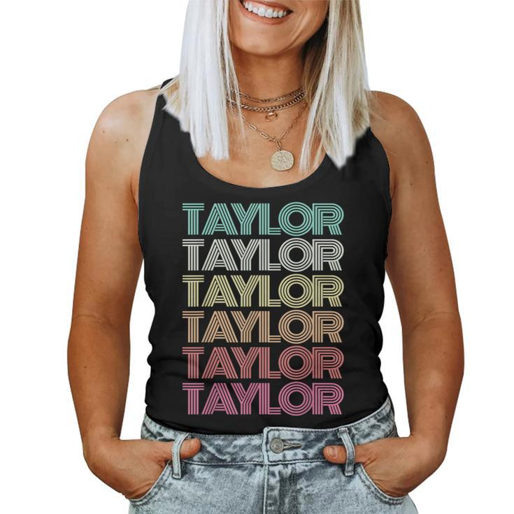 Retro First Name Taylor Girl Boy Personalized Groovy Family Women Tank Top