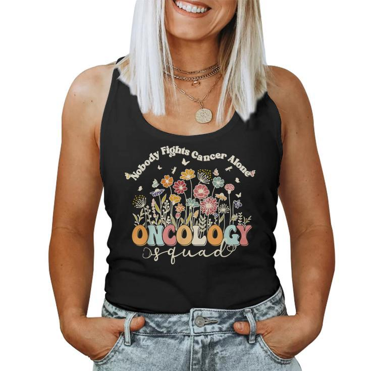 Retro Floral Nobody Fights Cancer Alone Oncology Nurse Squad Women Tank Top