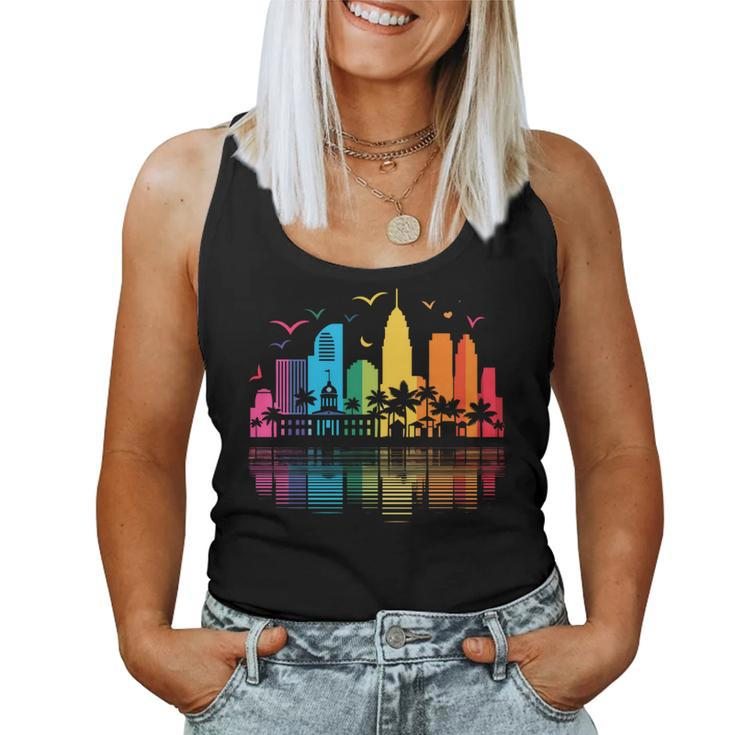 Retro Fort Lauderdale Skyline Rainbow Lgbt Lesbian Gay Pride Women Tank Top