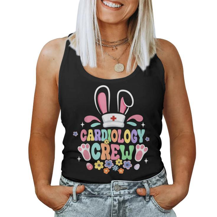 Retro Groovy Cardiology Crew Cardiac Nurse Bunny Ear Easter Women Tank Top