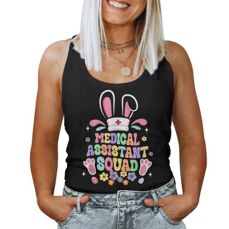 Retro Groovy Medical Assistant Squad Bunny Ear Flower Easter Women Tank Top