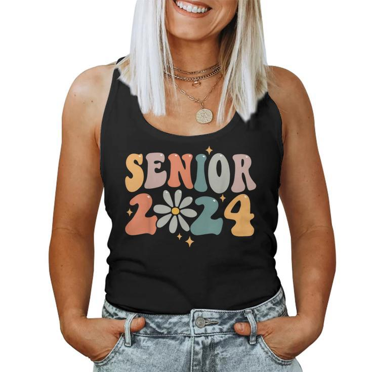 Retro Groovy Senior 24 Class Of 2024 Graduation Smile Grad Women Tank Top