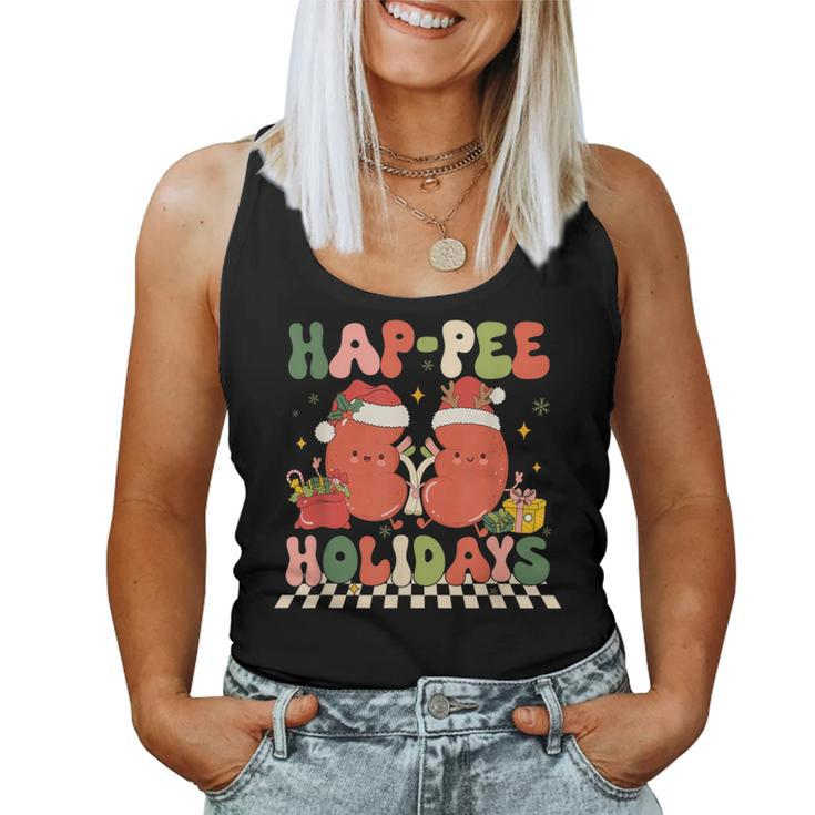 Retro Hap Pee Holidays Christmas Dialysis Nurse Kidney Nurse Women Tank Top