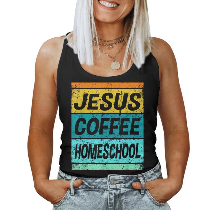 Retro Homeschool Mama Jesus Coffee Homeschool Damen Tank Top Frauen