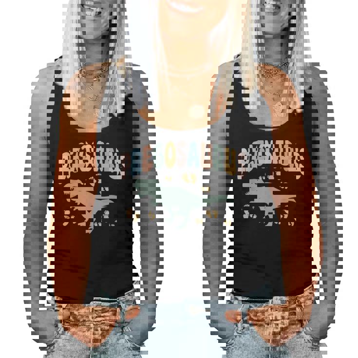 Retro Mamasaurus Pregosaurus Divertido Anuncio De Embarazo Camiseta sin mangas para mujer