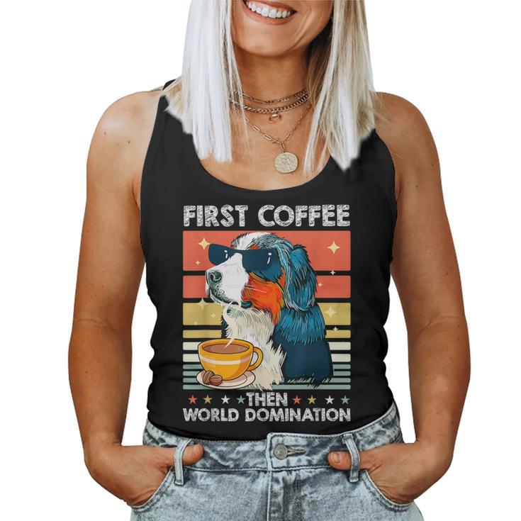 Retro Pet Sunglasses Coffee Vintage Bernese Mountain Dog Women Tank Top