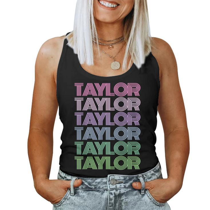 Retro Taylor Girl Boy First Name Personalized Groovy Bday Women Tank Top