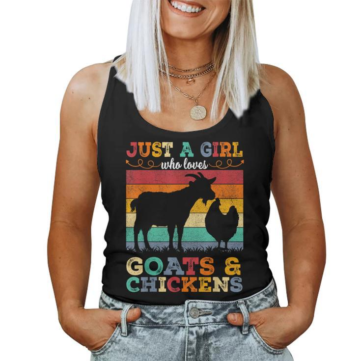 Retro Vintage Just A Girl Who Loves Chickens & Goats Farmer Women Tank Top