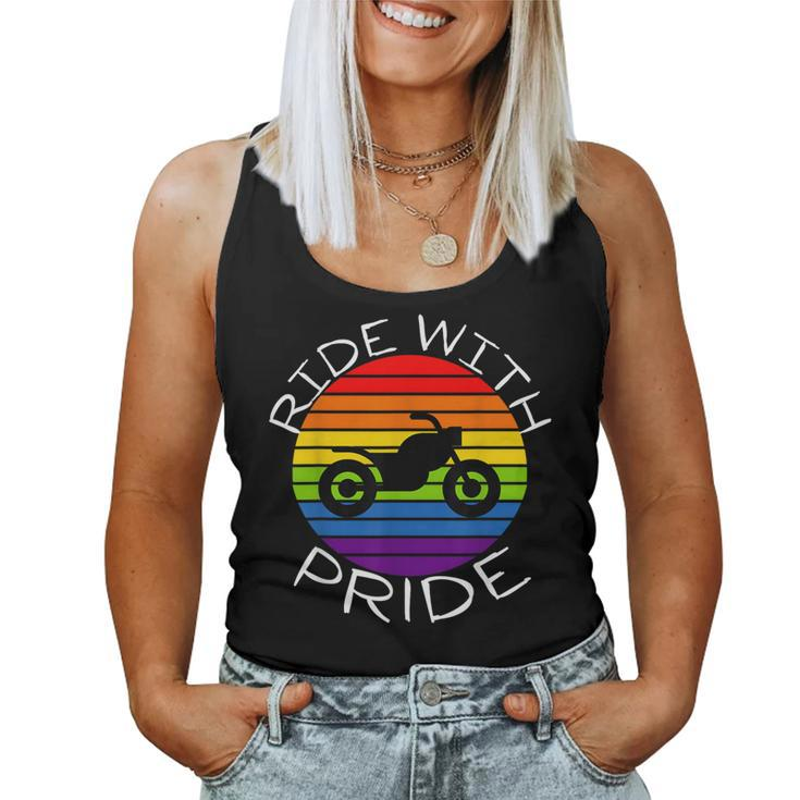 Ride With Pride Gay Bikers Lgbt Month Vintage Retro Rainbow Women Tank Top