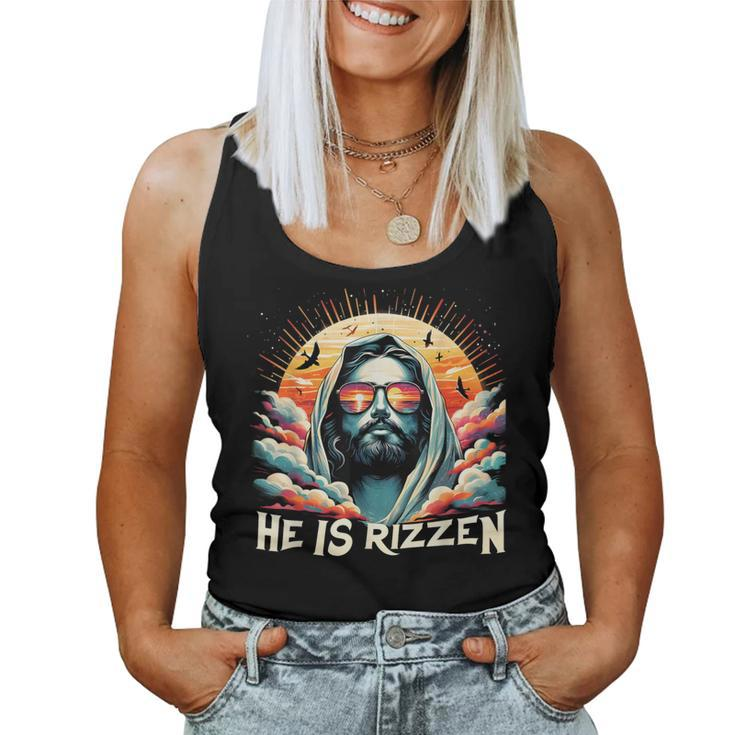 He Is Rizzen Christian Is Rizzen Retro Believe In Jesus Women Tank Top