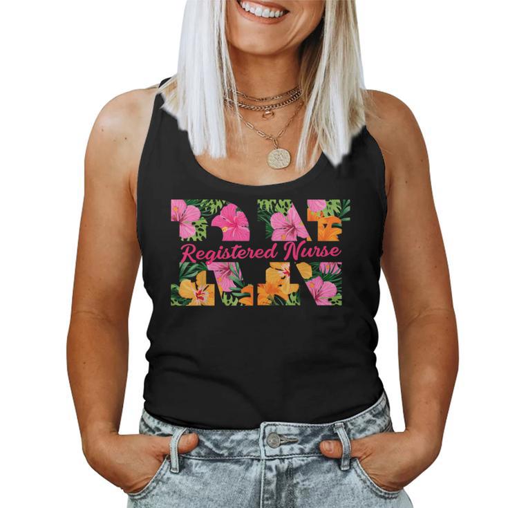 Rn Aloha Nurse Tropical Flowers Summer Hawaii Rn Beach Vibe Women Tank Top