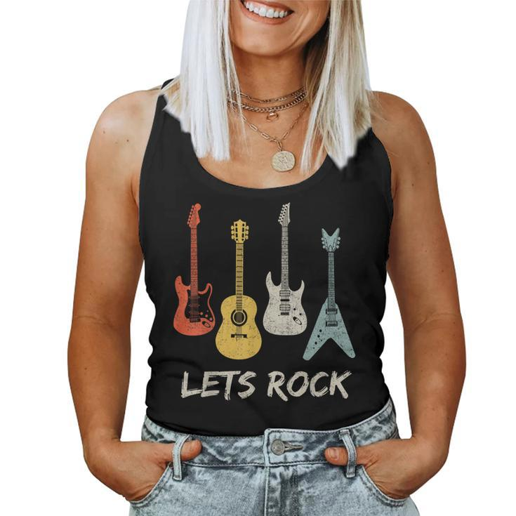 Lets Rock Rock N Roll Guitar Retro Women Women Tank Top