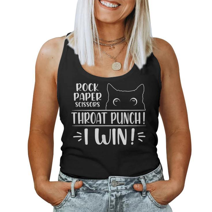 Rock Paper Scissors Throat Punch Cat Lover Cat Mom Cat Dad Women Tank Top