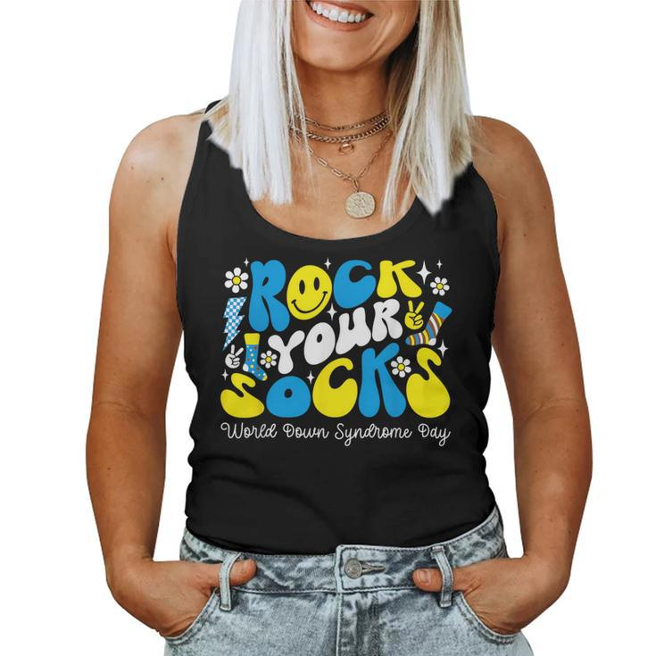 Rock Your Socks Down Syndrome Awareness Day Groovy Wdsd Women Tank Top