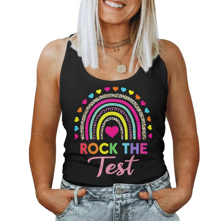 Rock The Test Test Day Teacher Testing Day Rainbow Teacher Women Tank Top