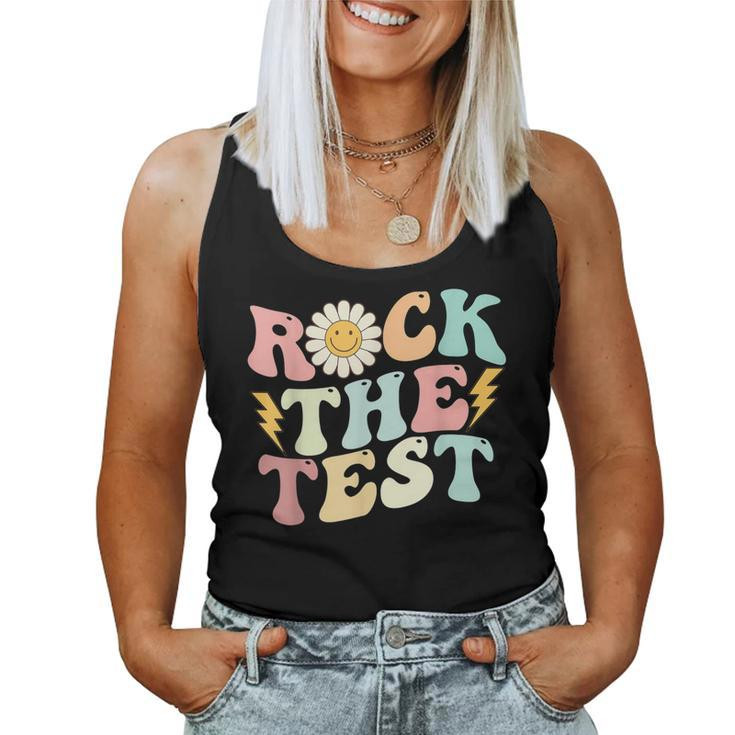 Rock The Test Retro Groovy Teacher Test Day Testing Day Women Tank Top