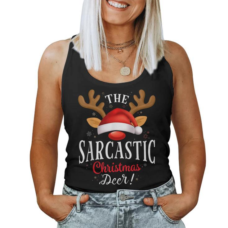 Sarcastic Christmas Deer Pjs Xmas Family Matching Women Tank Top