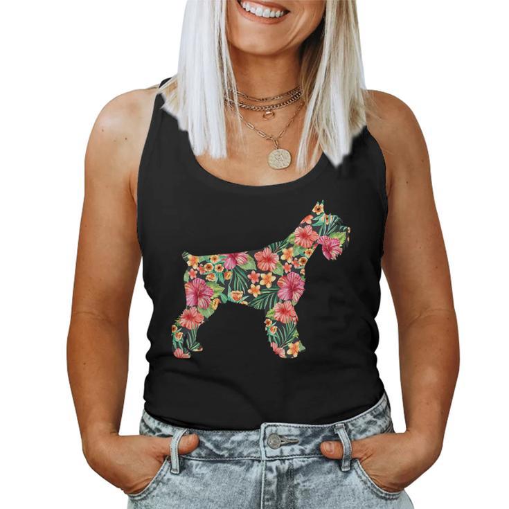 Schnauzer Flower Dog Silhouette Floral Women Women Tank Top