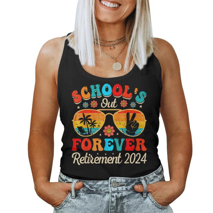 Schools Out Forever Retirement Teacher Retired Last Day 2024 Women Tank Top