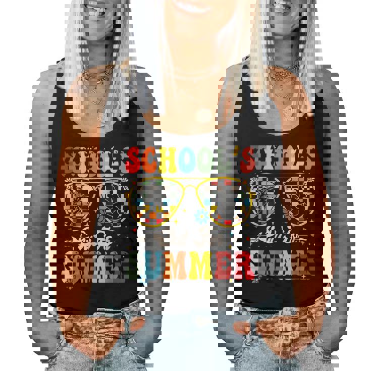School's Out For Summer Groovy Sunglasses Last Day Of School Women Tank Top