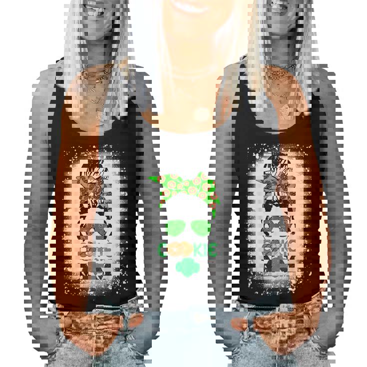 Scout Cookie Mom Girl Troop Messy Bun Sunglasses Women Tank Top