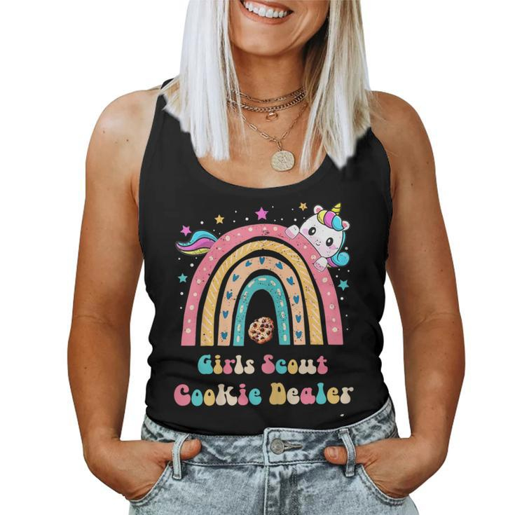 Scouts For Girls Cookie Dealer Rainbow And Unicorn Women Tank Top