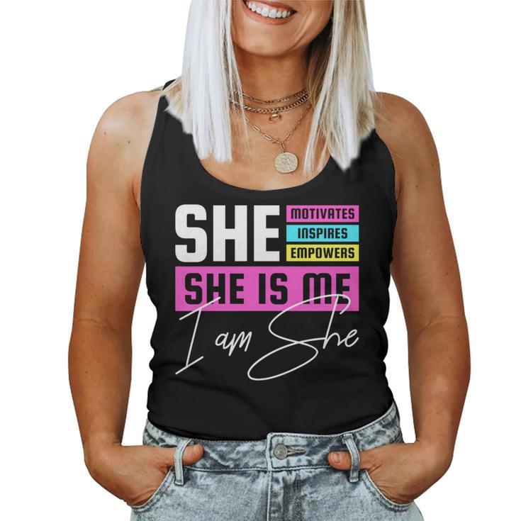 She Motivates Inspires Empowers International Day Women Tank Top