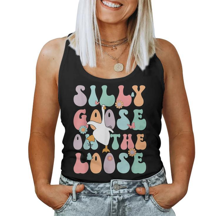 Silly Goose On The Loose Groovy Silliest Goose Lover Women Tank Top