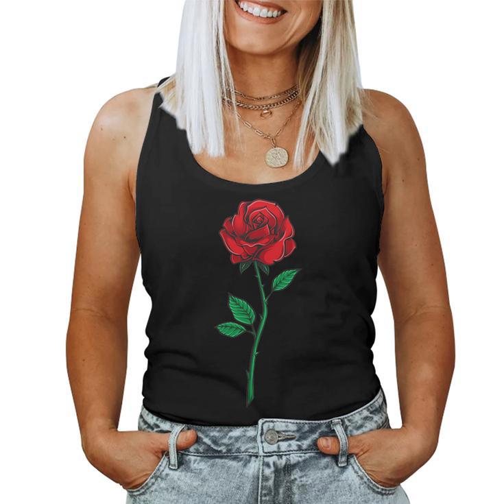 Single Red Rose Pocket Flower Romantic Love Pocket Women Tank Top