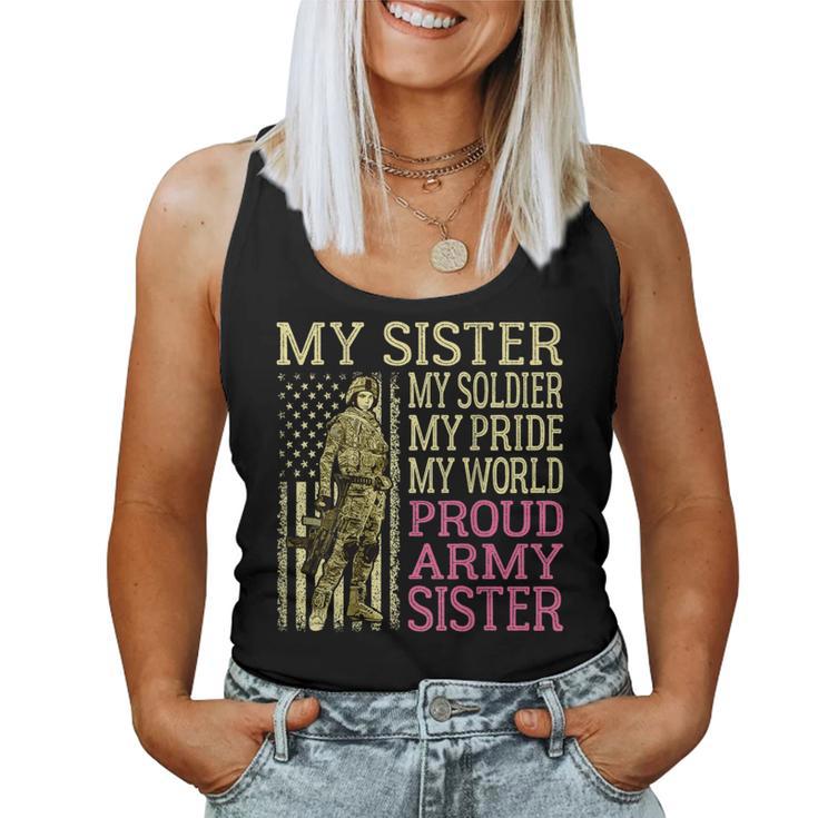 My Sister My Soldier Hero Proud Army Sister Military Sibling Women Tank Top