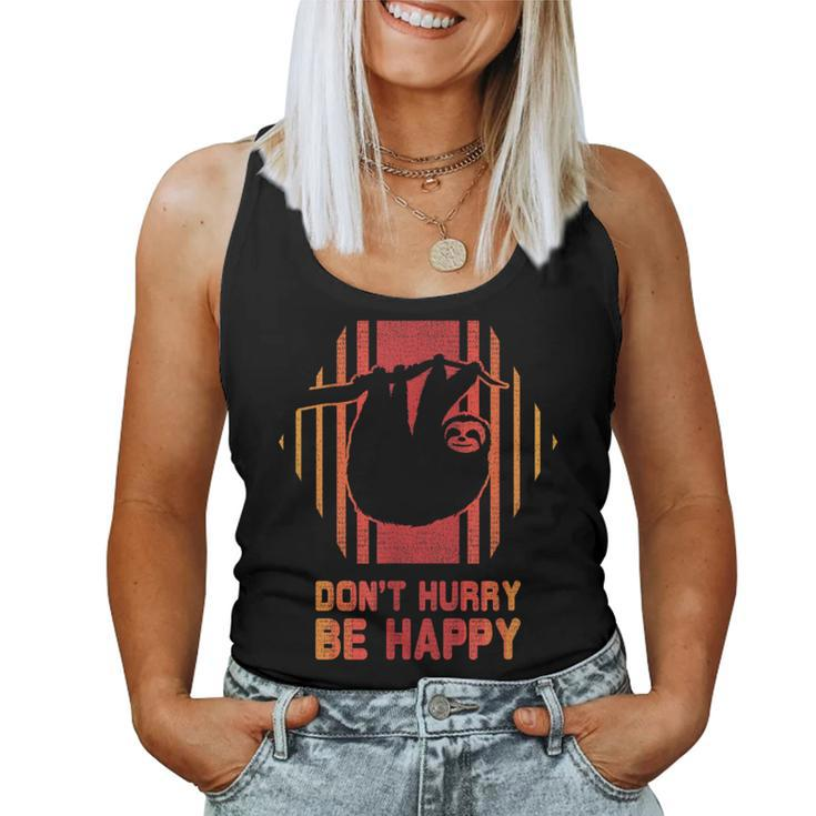 Sloth Don't Hurry Be Happy Retro Vintage 80S Style Women Tank Top