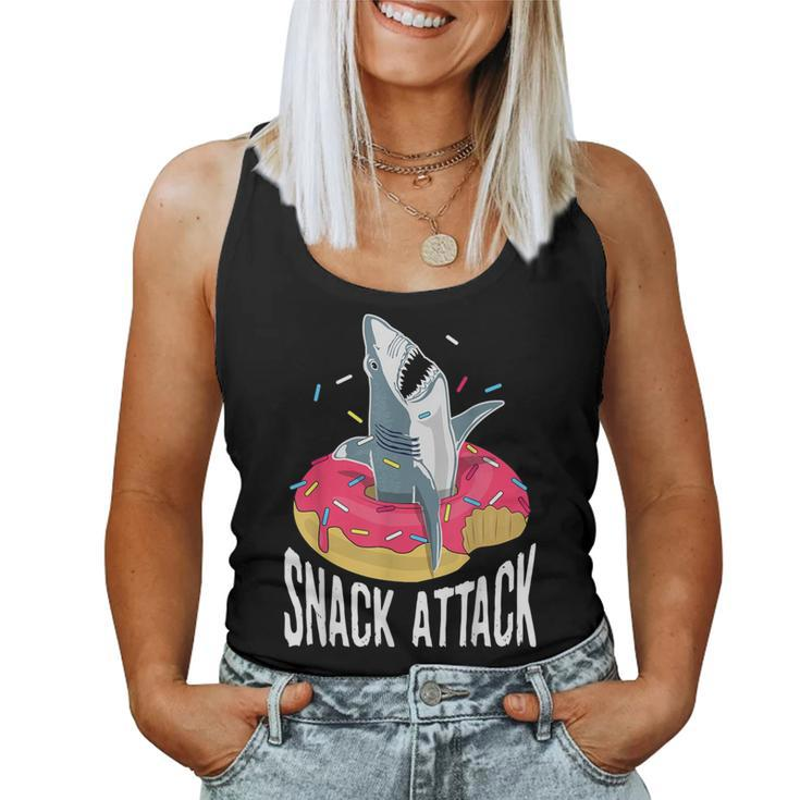 Snack Attack Doughnut Float Shark Women Women Tank Top