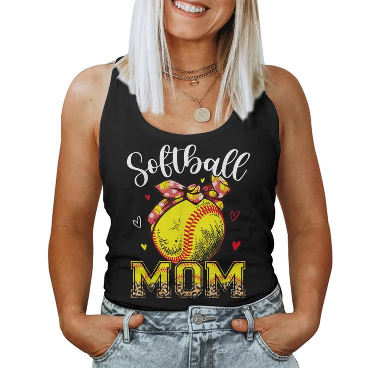 Softball Mom Headband Leopard Softball Ball Mama Women Tank Top