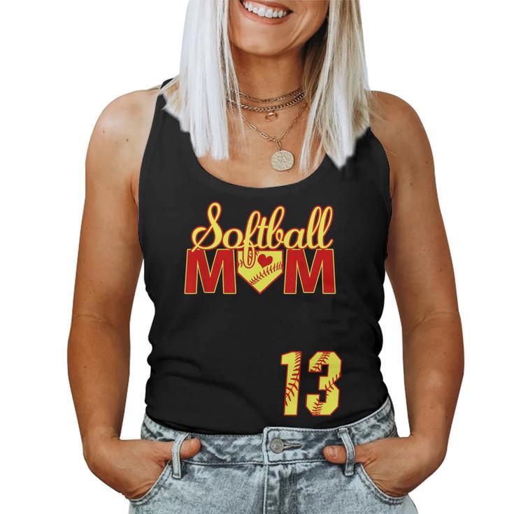 Softball Mom Mother's Day 13 Fastpitch Jersey Number 13 Women Tank Top